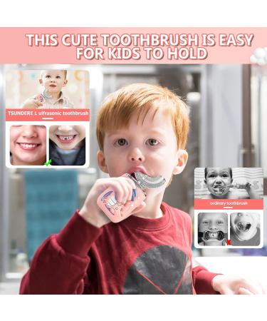 TSUNDERE L Toddler Toothbrush | Electric U Shaped Kids Toothbrush | 4 Brush Heads, 6 Modes | Cartoon Design, IPX7 Waterproof | Age 2-7 (Pink) - Buy Online on GoSupps.com