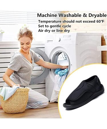 GWQDJ Diabetic Sandals for Women - Open Toe Adjustable Arthritis Edema Slippers - Black - Size 35 (Men 4/Women 4.5) - Buy Online on GoSupps.com