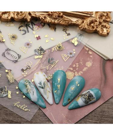 Marble Nail Art Stickers - Black Gold White Mix - Self-Adhesive Flowers - Manicure DIY Nail Decorations - 5 Sheets - Buy Online on GoSupps.com
