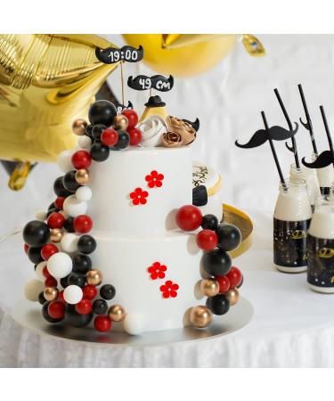 Astaron 32-Piece Tortendeko Balls Cake Topper Set | Mini Balloons for Wedding Baby & Birthday Parties (Red & Black) - International Shipping Available - Buy Online on GoSupps.com