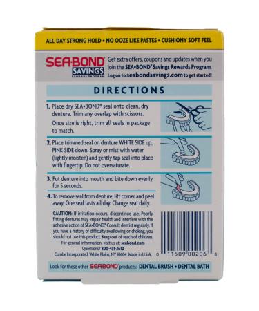 Sea-Bond Denture Adhesive Seals Lowers Original - 30 ea. Pack of 3 - Buy Online on GoSupps.com