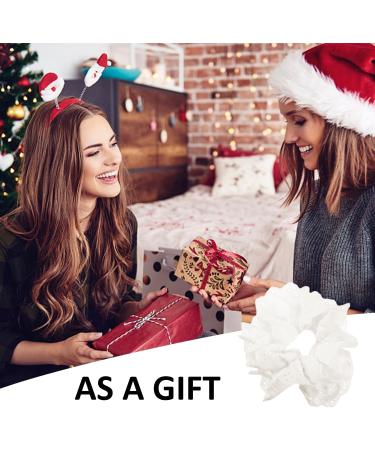 2 Women's White Lace Hair Loops Fashionable Large Lace Hair Ropes Elastic and Soft Hair Bands Ponytail Braid Hair Accessories Suitable for Women and Girls with Thick Hair and Large Wavy Curls - Buy Online on GoSupps.com