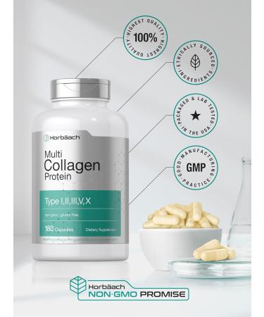 Horb ach Multi Collagen Protein 2000 mg | 180 Capsules | Hydrolyzed Collagen Type I II III V X | Keto & Paleo Friendly Non-GMO Gluten Free Supplement - Buy Online on GoSupps.com