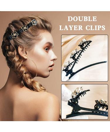 4PCS Crystal Stone Braided Hair Clips - Sparkling Duckbill Clip for Women/Girls with 3 Small Clips | Four-Leaf Clover Hairpin | B-Mixed - Buy Online on GoSupps.com