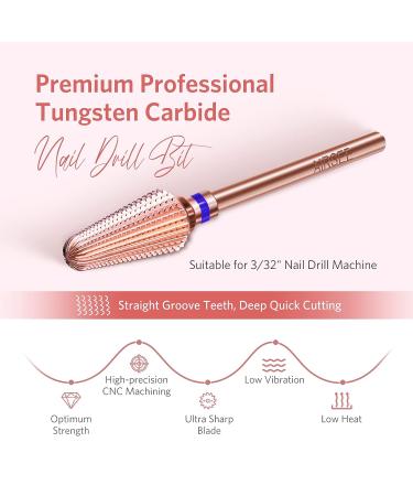 AIRSEE Tungsten Carbide Nail Drill Bit - Rose Gold Tornado Medium-M, Fast Gel Removal, 3/32 Shank, Right Hand, Salon Quality - Buy Online on GoSupps.com