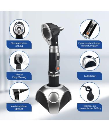 Scian Otoscope with Light - Professional Ear Care Tool for Adults Children & Pets | Fiber Illumination Pocket Otoscope Set (Black) - Buy Online on GoSupps.com