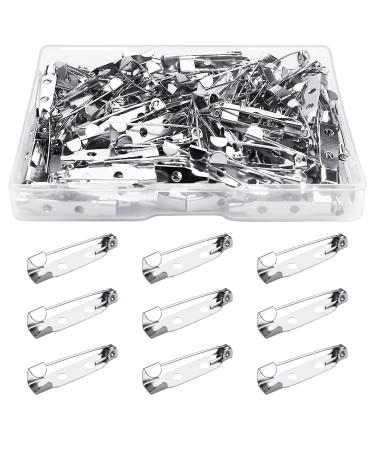 100 Pcs Bar Pins Backs Safety Clasp  Locking Pins Silver Brooch Clasp Pins Bar Jewelry Pins for Badges DIY Craft Sewing Baby Shower Wedding Name Tags (25mm) 1inch/25mm