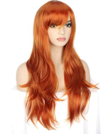 YEESHEDO Women's Long Wavy Curly Ginger Cosplay Wig 28 - Heat Resistant Synthetic Hair for Party, Anime, Halloween - Includes Bangs - Buy Online on GoSupps.com