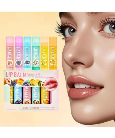6PCS Lip Balm Moisten Intensive Nourishing Lip Balm lip balm moisturizing lip balm Fruit Lip Balm Fruity Lip Balm Transparent Colorless Hydrating Lip Plumper - Buy Online on GoSupps.com