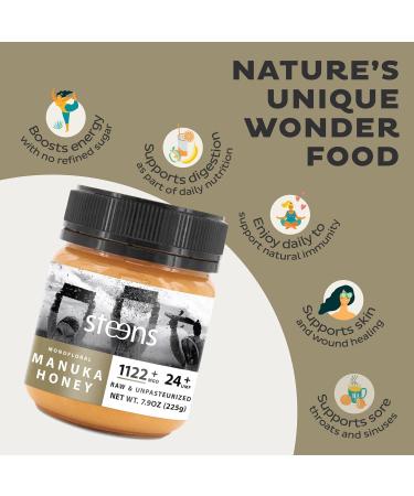 Steens Manuka Honey MGO 1122+ UMF 24+ - 100% Certified Raw Manuka Honey 225g - Buy Online on GoSupps.com