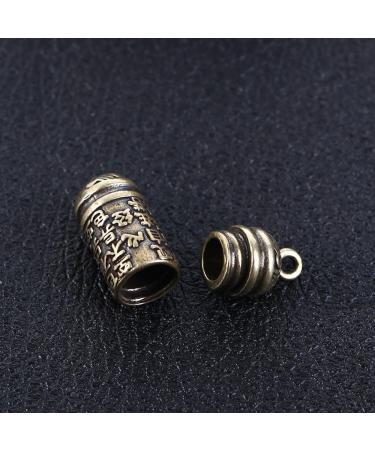 Buddhist Pendant Necklace - Brass Medicine Pill Box | Carved Scriptures Travel Medication Aid Gift for Men - Buy Online on GoSupps.com