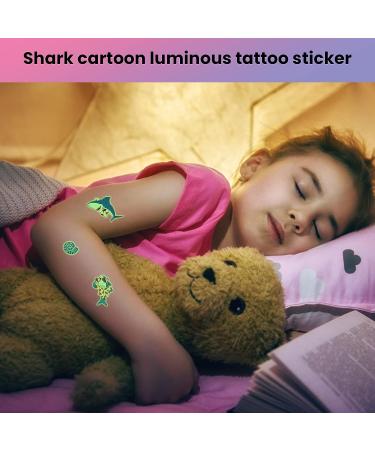 Glow In The Dark Shark Temporary Fun Tattoos for Kids - Birthday Party Supplies - Buy Online on GoSupps.com