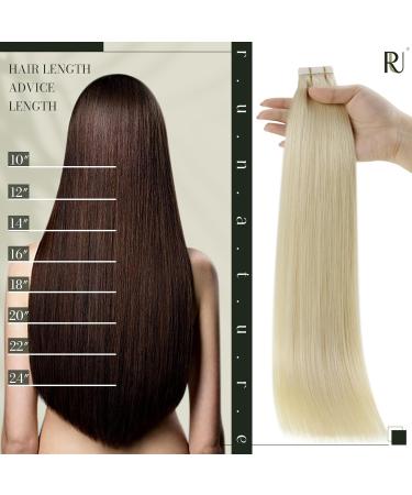 Runature Invisible Tape Extensions - Real 45 cm Blond Hair | 20 Pieces 50g #60 Smooth Human Hair Tapes - Buy Online on GoSupps.com