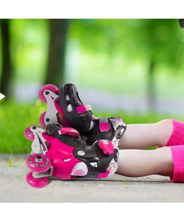New Bounce 2-in-1 Roller Skates for Little Kids EU 28-31 US Kids Junior 8-11, Pink - Converts from Tri-Wheel to Inline Skates - Rollerskates for Beginners - Buy Online on GoSupps.com