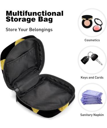 Golden Hearts Love Pattern Black Sanitary Napkin & Menstrual Cup Storage Bag - Portable Period Pocket for Women & Teen Girls - Buy Online on GoSupps.com