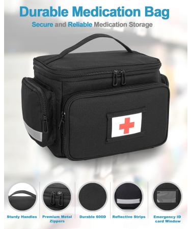 Jaffzora Medicine Organizer Bag - Pill Bottle Storage Box for Nurses | Home Health Nurse First Aid Travel Bag - Black - Buy Online on GoSupps.com