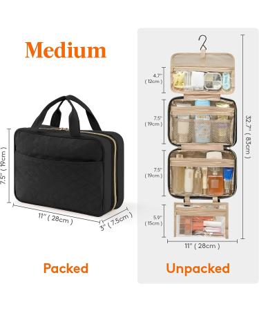 Lifewit Large Hanging Travel Toiletry Bag Organizer for Women - Transparent Cosmetic Bag with Hook, Black Medium - Buy Online on GoSupps.com