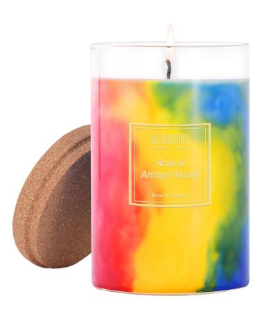 Rose Candle| Scented Candles | Hand-Poured Soy Wax Candles | 90-Hour Burn Time |Vibrant Romance Aromatherapy Candle |Oil Painting Effect| Candle Gifts for Women|15oz Rose & Amber Musk 15oz