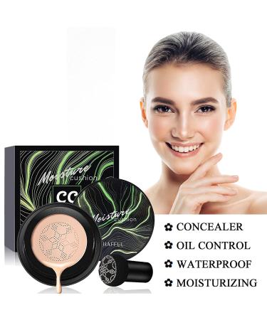 Mushroom Head Foundation & Air Cushion CC Cream Set - Long Lasting Moisturizing Concealer with Makeup Sponge | Ivory & Ivory White - International Shipping - Buy Online on GoSupps.com