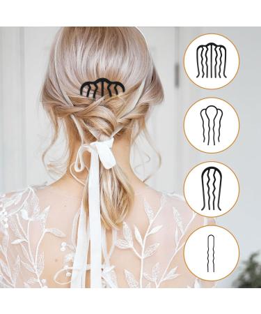 COMNICO 10 Pieces French Hair Side Twist Combs U Shaped Metal Hair Fork Clip Vintage Styling Teeth Hair Pins Stick Accessories for Updo Bun Women Girls Bridal Wedding Veil Fine Hair Fixer Tool - Buy Online on GoSupps.com
