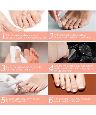 LIARTY Full Cover French Toenails Kit - 280 Natural Toe Nails with Adhesive Tabs & Accessories - Buy Online on GoSupps.com