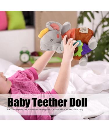 Soft Plush Newborn Cuddly Toy - Sensory Elephant Doll with Bite Ring for Baby Sleep & Comfort - Buy Online on GoSupps.com