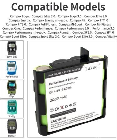 Replacement Ni-MH Battery for Compex 4H-AA1500 - Compatible with Sport Elite Elite 2.0 Performance Models - 4.8V 2000mAh - Buy Online on GoSupps.com