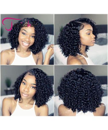 Jessica Bob Human Hair Wig 13x6 HD Lace Front Short Curly Brazilian Remy Hair for Black Women (8 Inch) - Buy Online on GoSupps.com