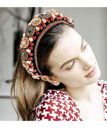 Padded Rhinestone Headband - Crystal Velvet Wide Hairband for Women and Girls - Buy Online on GoSupps.com