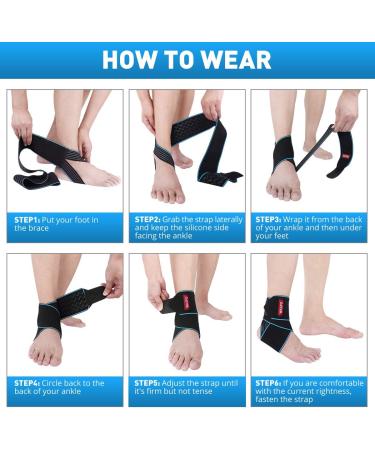 WASPO Ankle Support Brace - Adjustable Ankle Brace Wrap Strap for Sports Protect Plantar Fasciitis Achilles tendonitis Ligament damage Injury Recovery One Size for Men Women 1 PC Blue Blue-1PC - Buy Online on GoSupps.com