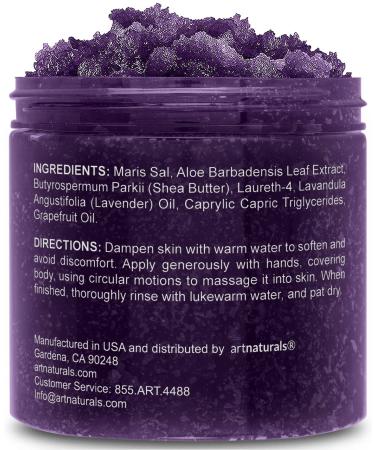 Lavender Oil Body Scrub with Shea Butter & Saffron - Exfoliating Salt Scrub for Anti-Aging, Stretch Marks, Cellulite, Acne - 10 oz - Buy Online on GoSupps.com