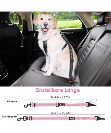 Eyin Dog Seat Belt - 3 in 1 Reflective Elastic Nylon - Universal Fit for All Dog Breeds - 90cm Pink | Safe & Comfortable Car Travel - Buy Online on GoSupps.com