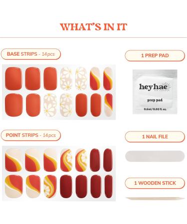 Heyhae Bandes d'ongles en gel semi-durci - Pas besoin de lampe LED - Fleurs rouges d' t - Facile appliquer et enlever - Qualit salon - 28 bandes - 1 tampon de pr paration et lime ongles - Buy Online on GoSupps.com