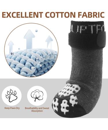 Pupeck 2 Pairs Double-Sided Anti-Slip Dog Socks with Adjustable Straps | Summer Paw Protection & Traction Control for Hardwood Floors | X-Mall Gray - Buy Online on GoSupps.com