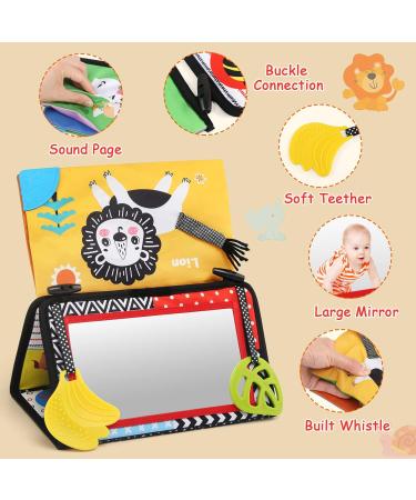 Leadstar Baby Mirror & Crackling Fabric Book | Black & White Contrast Toys for Newborns 0-6 Months - Buy Online on GoSupps.com