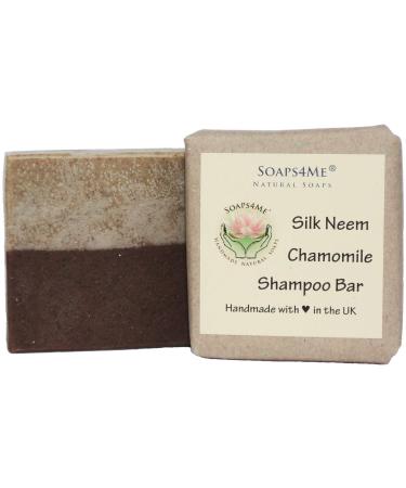SOAPS4ME Handmade silk shampoo bar with neem and chamomile | with chamomile and lavender essential oils | silk | shea butter | sulfate-free | for men and women