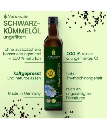  Naturzade Naturzade Black Seed Seed Oil - 2 Litre - Unfiltered Glass Bottle (4 x 500ml) - Cold Pressed - Direct From Manufacturer - Buy Online on GoSupps.com