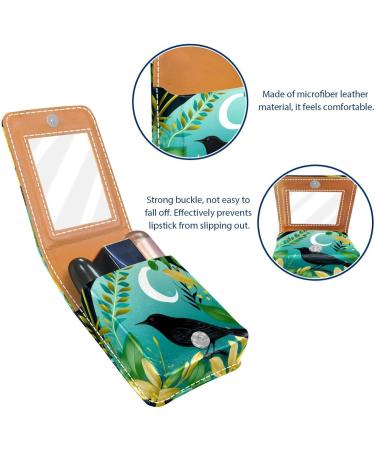 Travel Lipstick Organizer Case with Mirror - Portable Makeup Bag | Crow Bird Feather Design - Buy Online on GoSupps.com