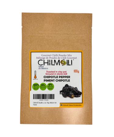 Chilmolli Chipotle authentic Mexican gourmet chilli powder mix/M lange de poudre de chili Chipotle gourmet/Chile Chipotle tipo mora molido 100g. Medium Hot