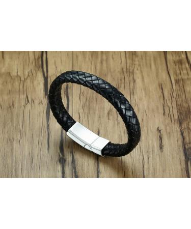 VNOX Free Engraving Medical Alert ID Cuff Bracelet - Genuine Leather & Stainless Steel for Men & Women | 8.3 - Buy Online on GoSupps.com