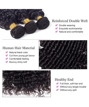 100% Unprocessed Remy Deep Wave Human Hair 3 Bundles - Natural Black 18 20 22 - Buy Online on GoSupps.com