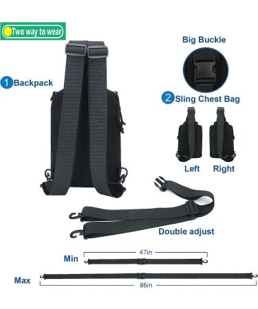 DegeTMVe Dual Pistol Holster Chest Bag - Concealed Carry Sling Pack for Shooting and Hunting | Tactical Range Gun Convertible Backpack - Black - Buy Online on GoSupps.com