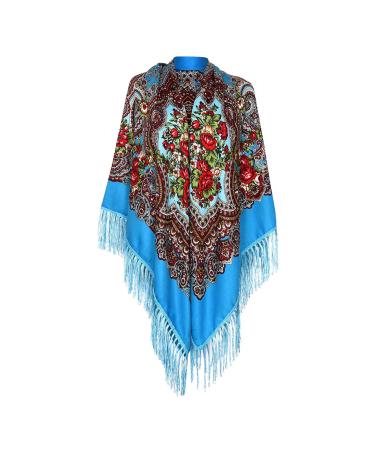 Women's scarf warm autumn triangle triangular scarf cuddly scarves Casual winding scarf triangular triangular triangular triangle unit size sky blue