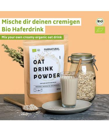 Fairnatural Bio HaferDrink Powder | Organic Oat Milk Substitute - No Sugar Added | 600g for 6L | German Cultivation - Buy Online on GoSupps.com