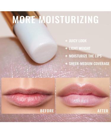 Oulac Moisture Shine Lipstick - Sheer Milky White Lip Balm for Dry Lips | Vegan Hydrating Lipstick with Glossy Finish - Halo S3 - Buy Online on GoSupps.com