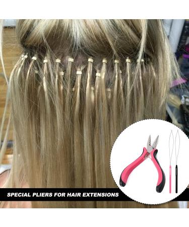 Hair Extension Pliers for Removal Professional Hair Extensions Kit Tools with Loop Threader for Micro Rings Nano Beads 3 Holes Plier - Buy Online on GoSupps.com