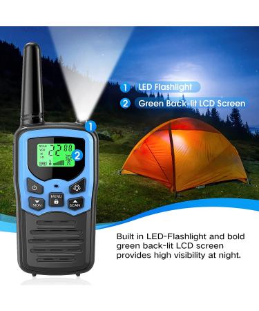 MOICO Long Range Walkie Talkies for Adults - 2 Pack Blue Two-Way Radios for Field Survival, Camping, Hiking - 22 Channels FRS VOX Scan LCD Display with LED Flashlight - Buy Online on GoSupps.com