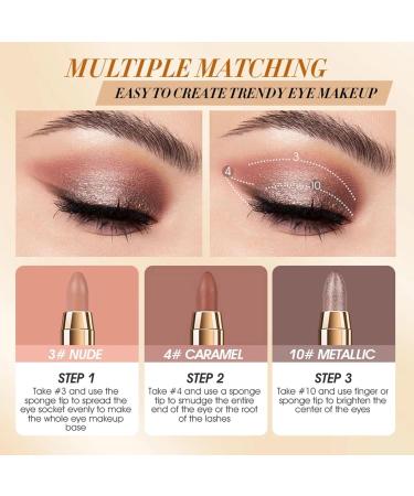 Neutral & Brown Metallic Eyeshadow Stick - Waterproof Champagne Matte & Glitter Makeup Pencil - Buy Online on GoSupps.com