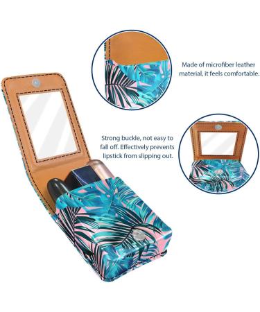 Travel Lipstick Organizer Case | Portable Makeup Bag with Mirror | Tropical Palm Leaf Design - Y246v3cvny - Buy Online on GoSupps.com