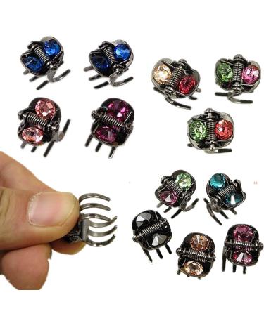 Cuhair 10 pieces crystal rhinestone metal strong handle constant teeth no fading mini pony hair gripper clips feasts for girls women mini hair gripper 10pcs